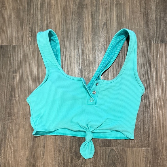 Bombshell Sportswear Aqua Knotted Crop Top - Picture 1 of 2